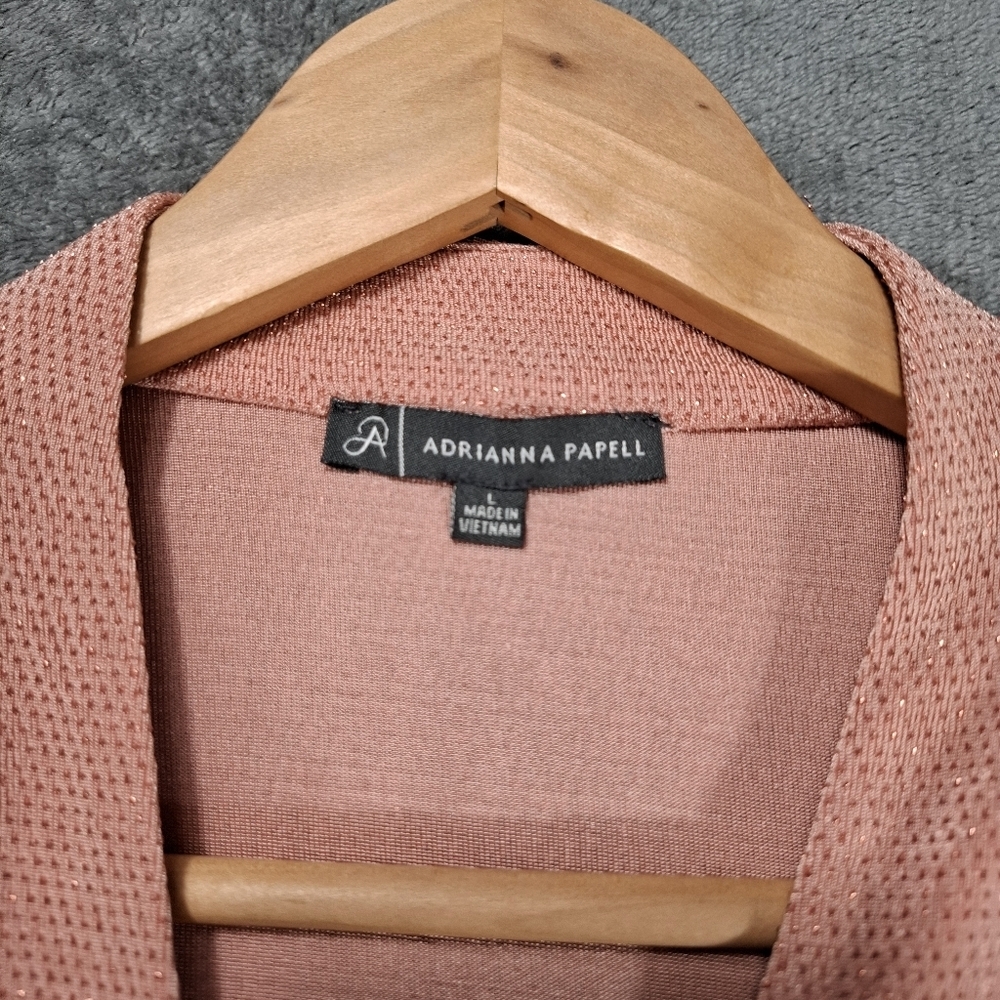 Adrianna Papell Long Sleeve Blouse Women's Size Large Faux Wrap blush/rose color - Picture 3 of 13